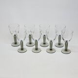 8 Bormioli Rocco Vintage Crystal Water Glasses with Grooved Grey Base