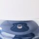 blue ceramic table lamp with white fabric shade