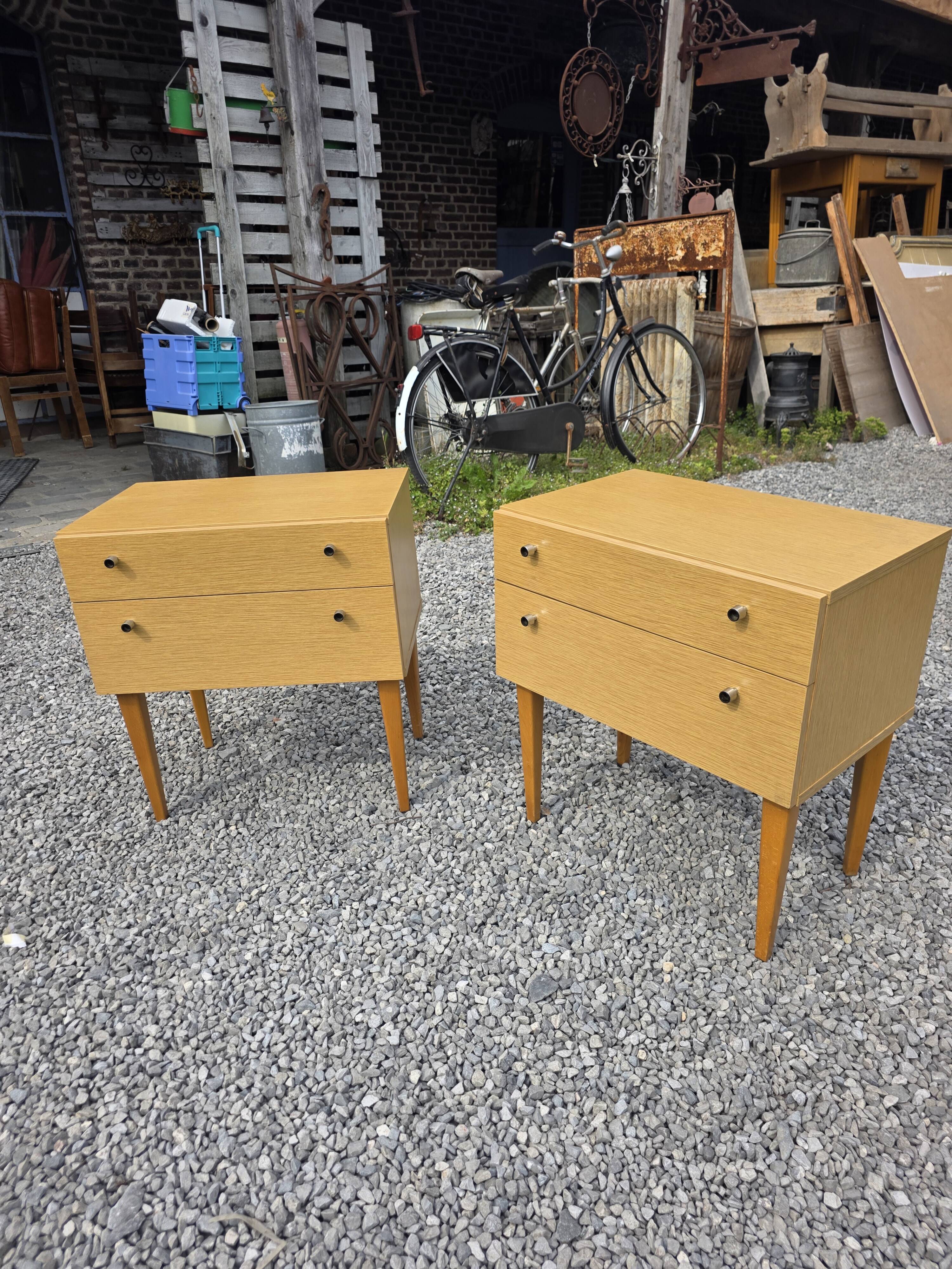 Pair of Scandinavian oak bedside tables from the 1960s.