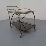 Mid-Century French Brass & Glass Serving Bar Cart, 1960s