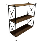 Rattan and wrought iron shelf