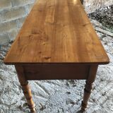 Louis Philippe style table / desk with 3 drawers in solid cherry wood and turned base