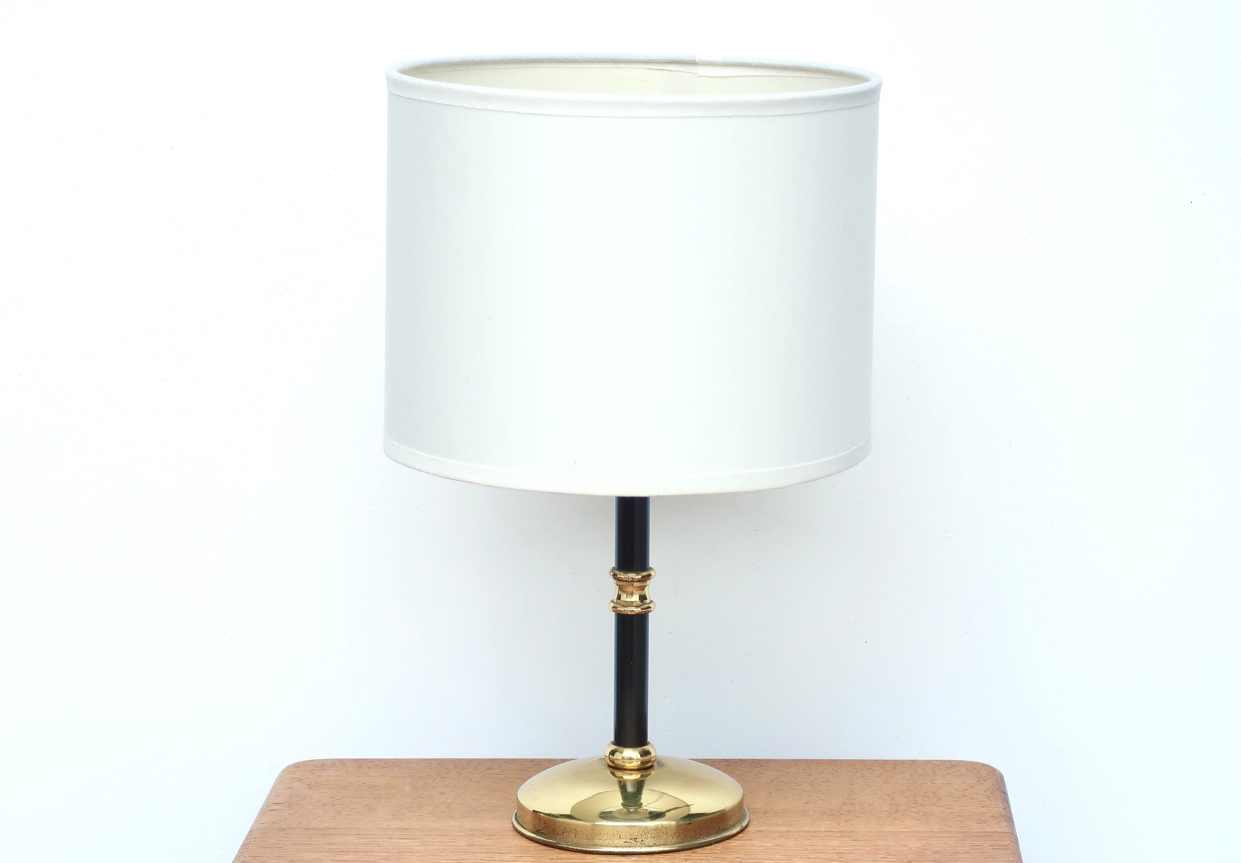 Black metal and brass lamp, 50s