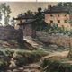 Ancient landscape painting of Auvergne , signed Gabriel Moiselet 20th century