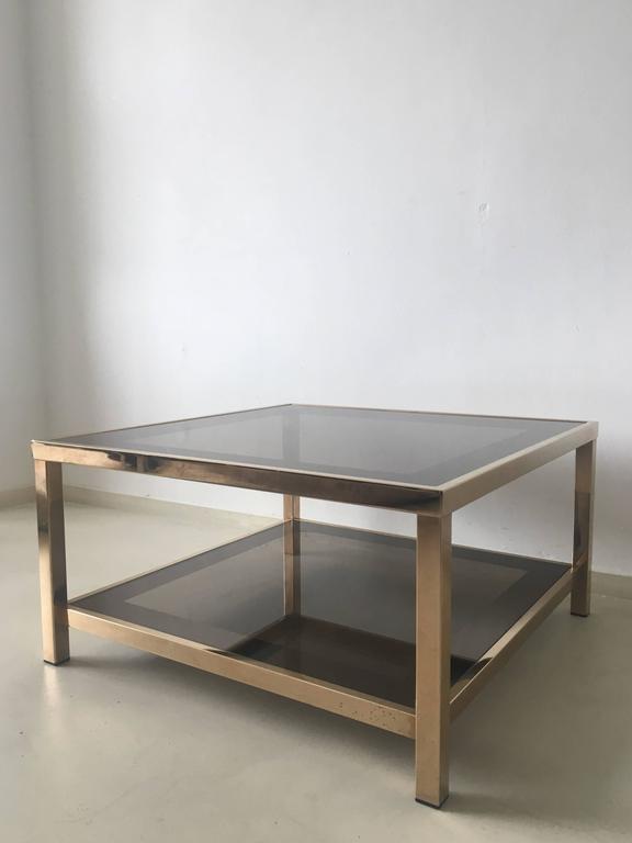Gold-plated rectangular coffee table 23 carats, 1960 s