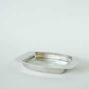Pocket tray / butter dish in silver metal and glass, early 20th century