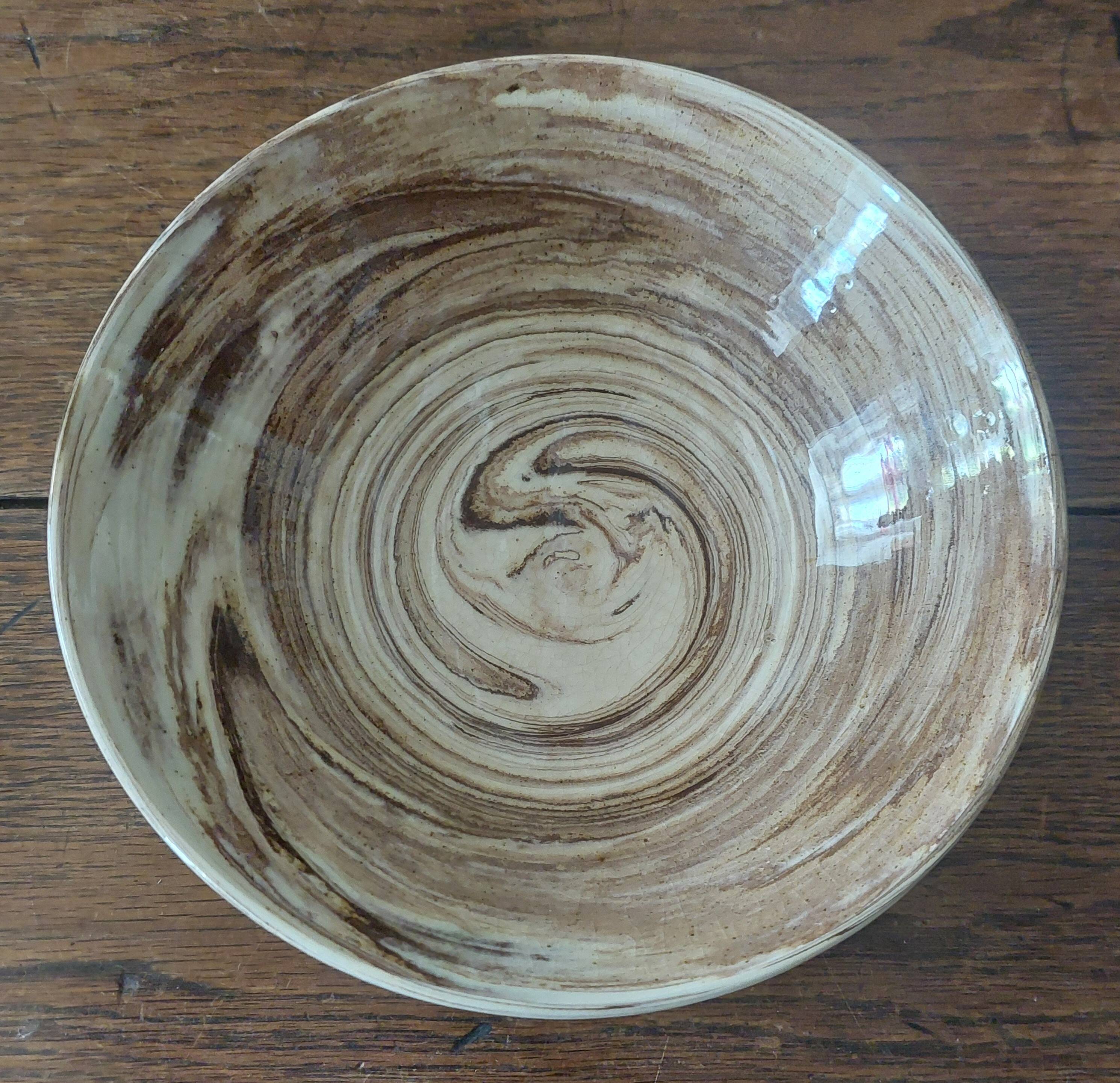 Ceramic salad bowl, glazed terracotta, mixed earth, 20th century