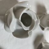 White porcelain rose shaped candle holders