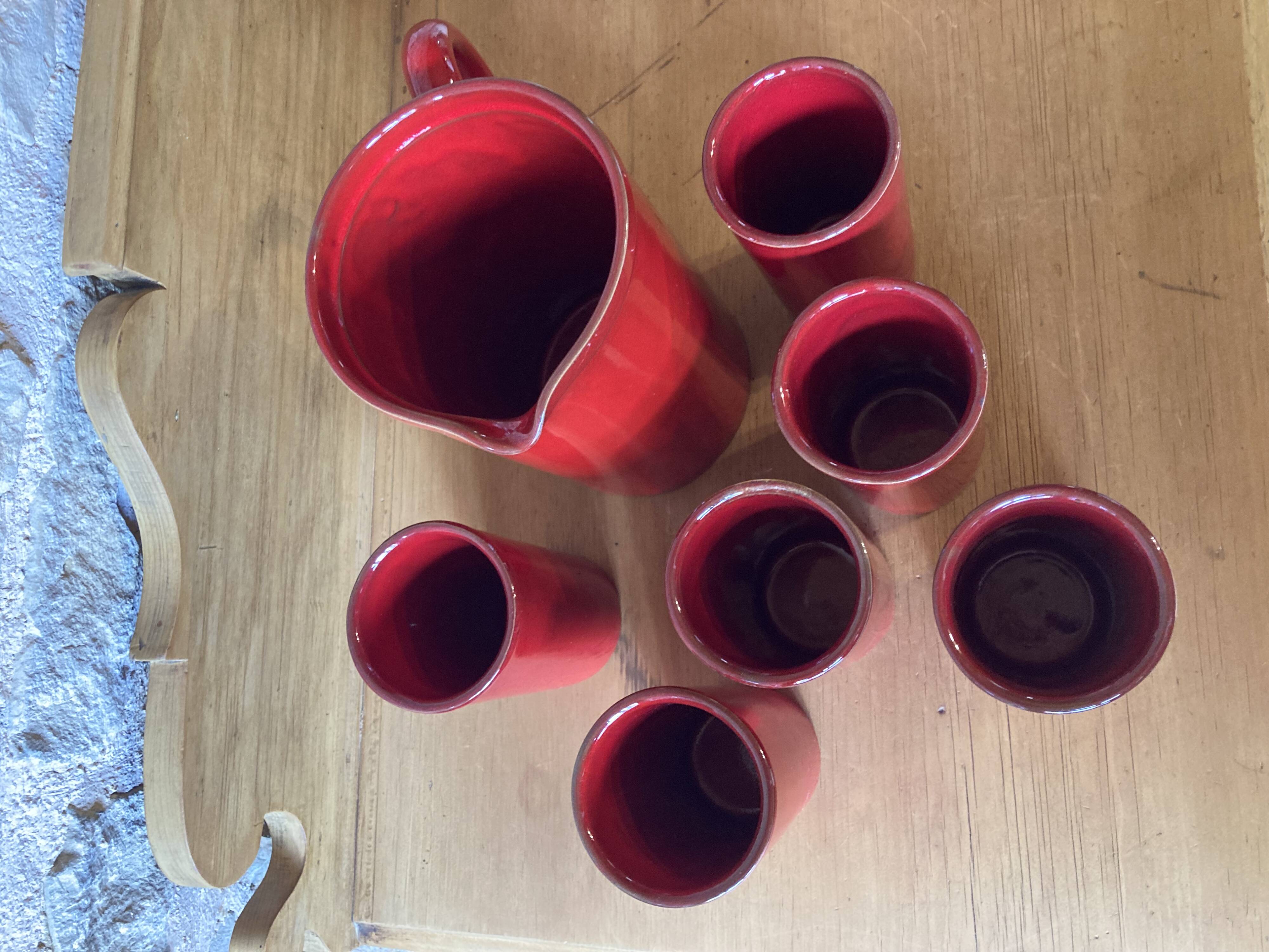 Enameled stoneware orangeade service