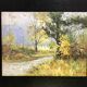 Old oil on canvas "Stream in the autumn countryside"