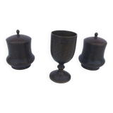 Bronze damasked covered pots Kadjar Afghanistan Persian Islamic art