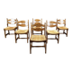 Vintage oak and wicker dining chairs, 1960s