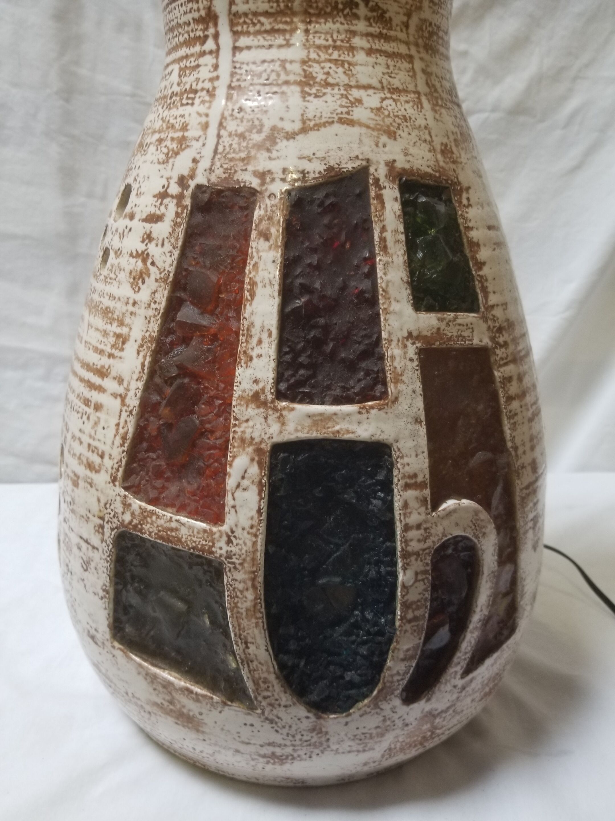 Vintage vase lamp in Accolay ceramic signed Armel - 60s/70s