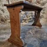 Banc en bois français vintage des années 1920 – Banc en hêtre massif avec dossier