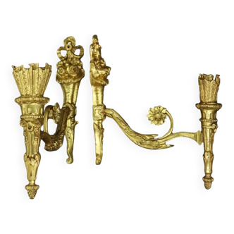 Pair of large tiebacks - quiver, cornucopia and knot - 19th century Louis XVI style