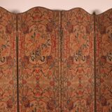 four-panel screen painted on 19th century fabric