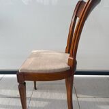 4 chaises Style Directoire en bois massif - Assise tissu crème