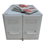 Vintage metal box with 2 drawers -industrial furniture grey