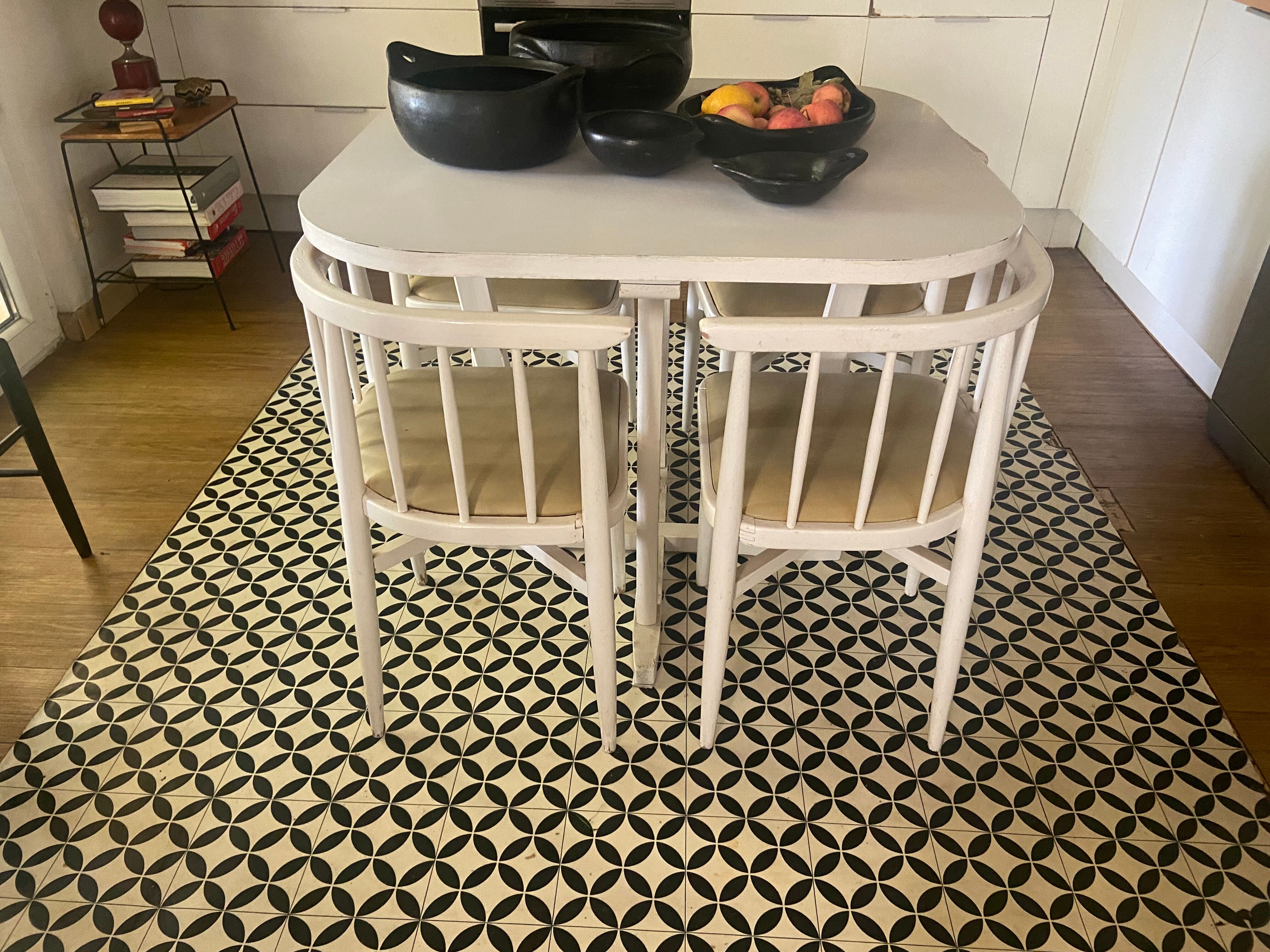 Table set and 4 chairs Thonet 1960