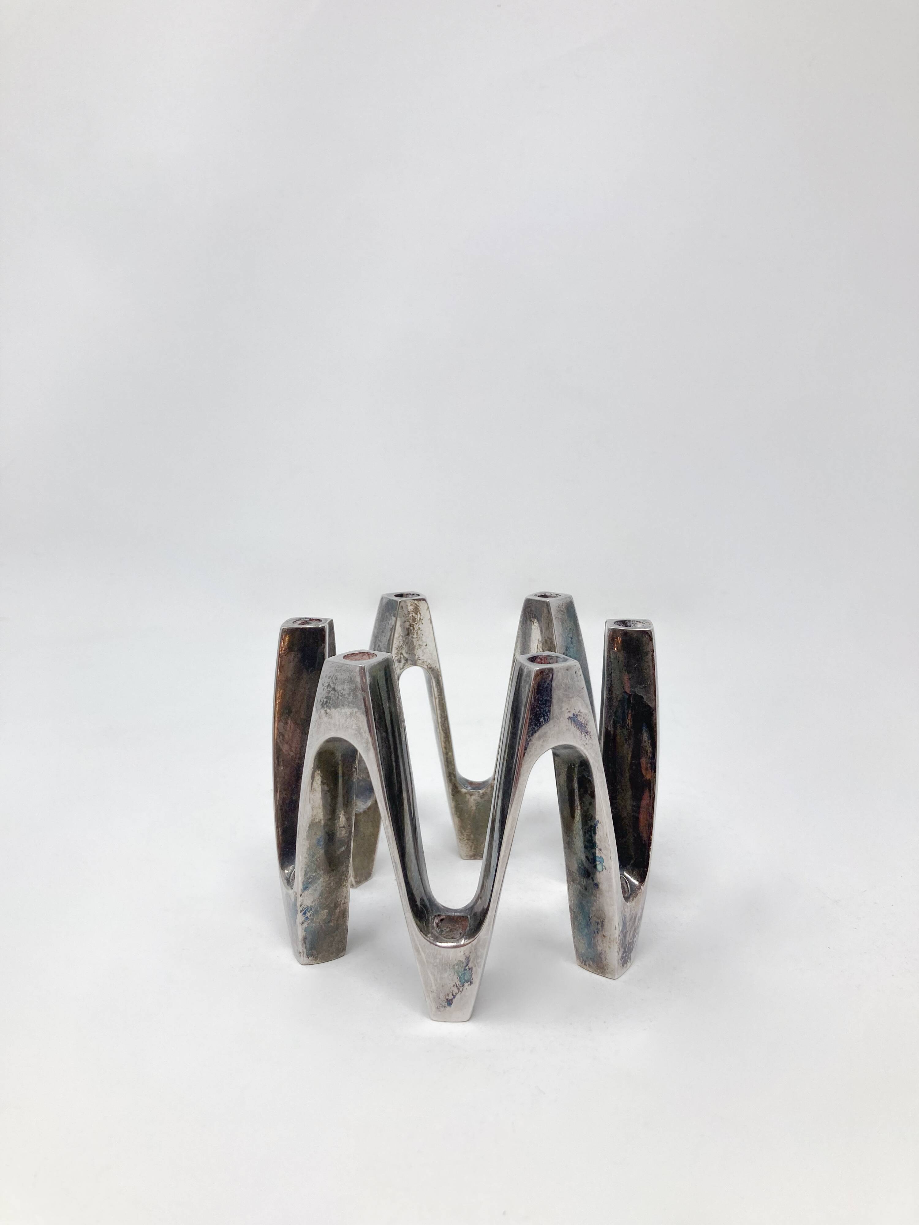 Silvered Metal CandleHolder by Jens Quistgaard, 1970s