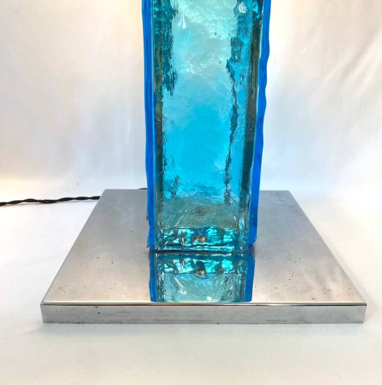 Large blue and chrome Murano lamp, 1960s. Italy
