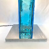 Large blue and chrome murano lamp, 1960s. Italy