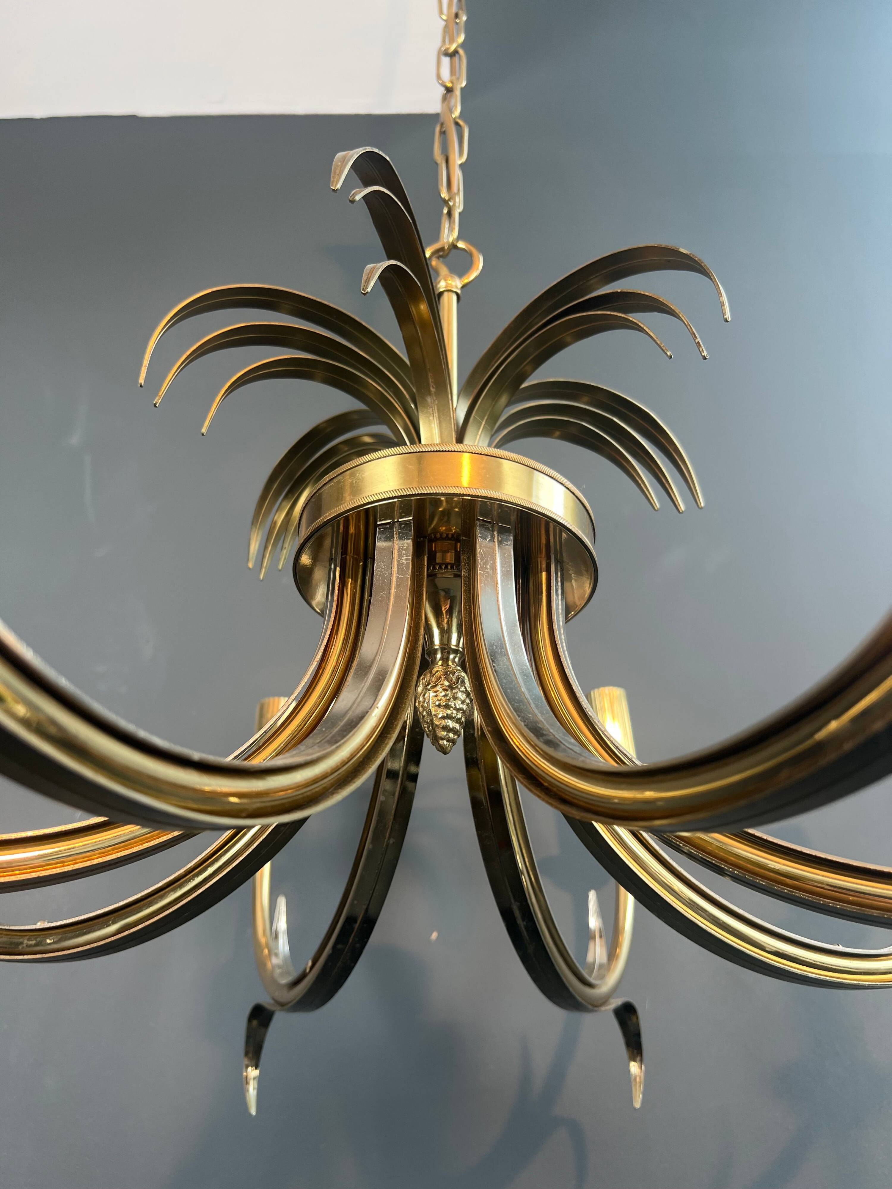 Brushed metal and gold metal pineapple chandelier