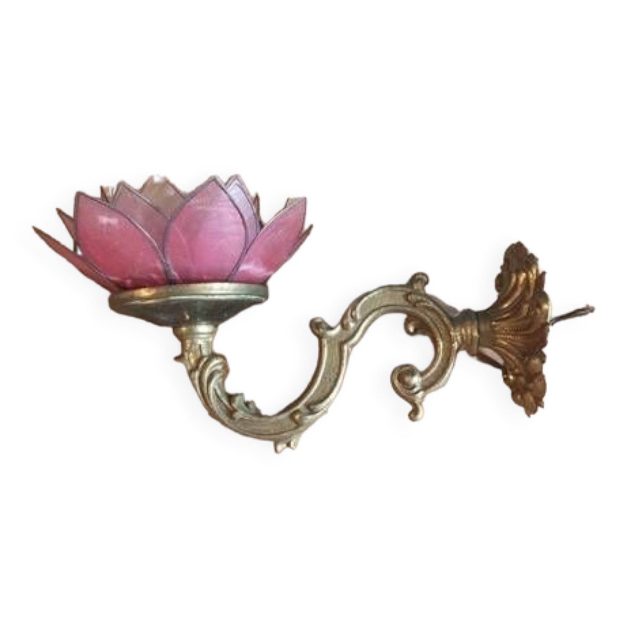 Wall lamp Lotus flower petal mother-of-pearl bronze base