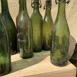 Lot 10 old bottles in blown glass deco bistro bar wine lemonade beer