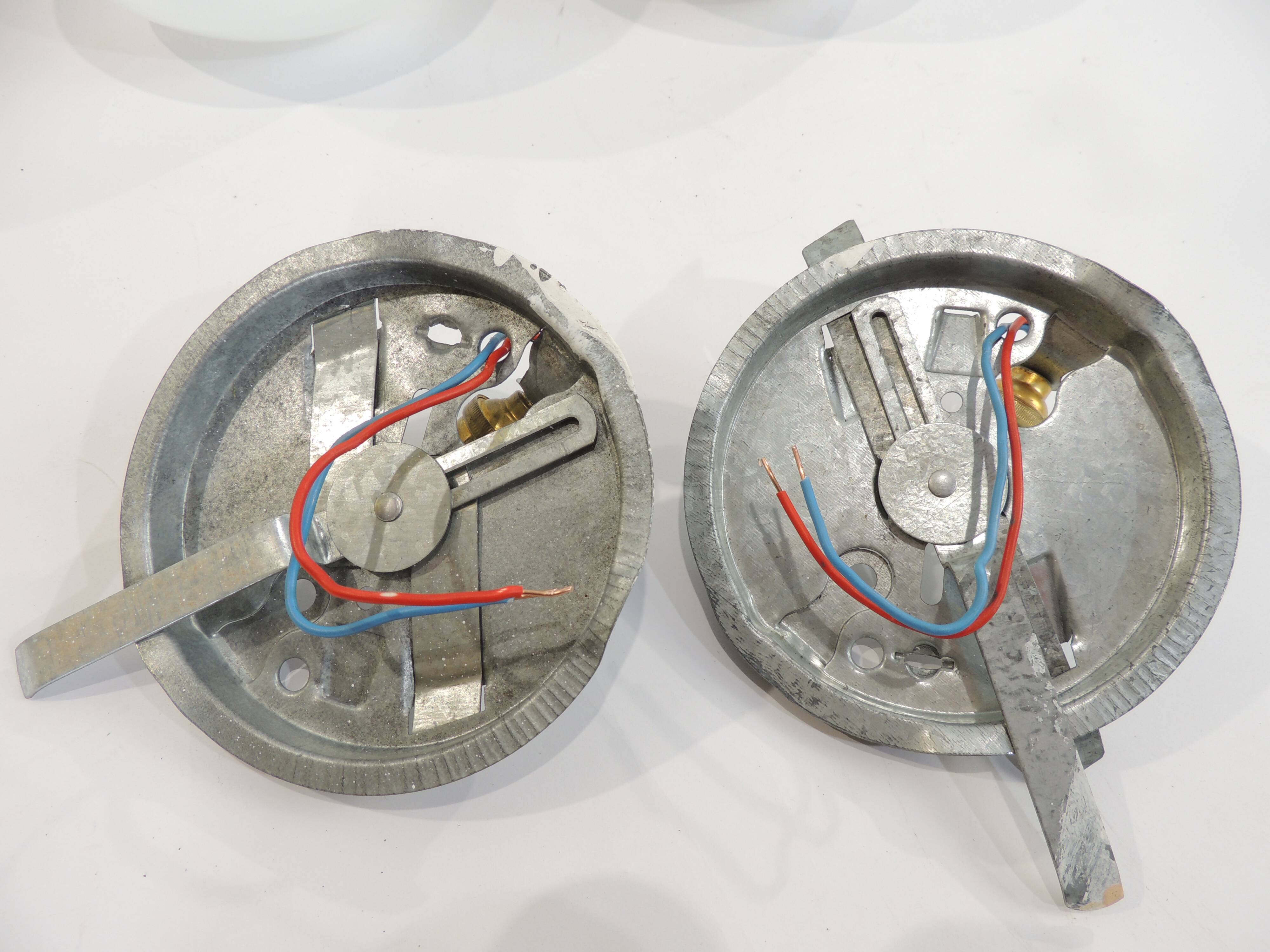 Vintage opaline ceiling lamp pair