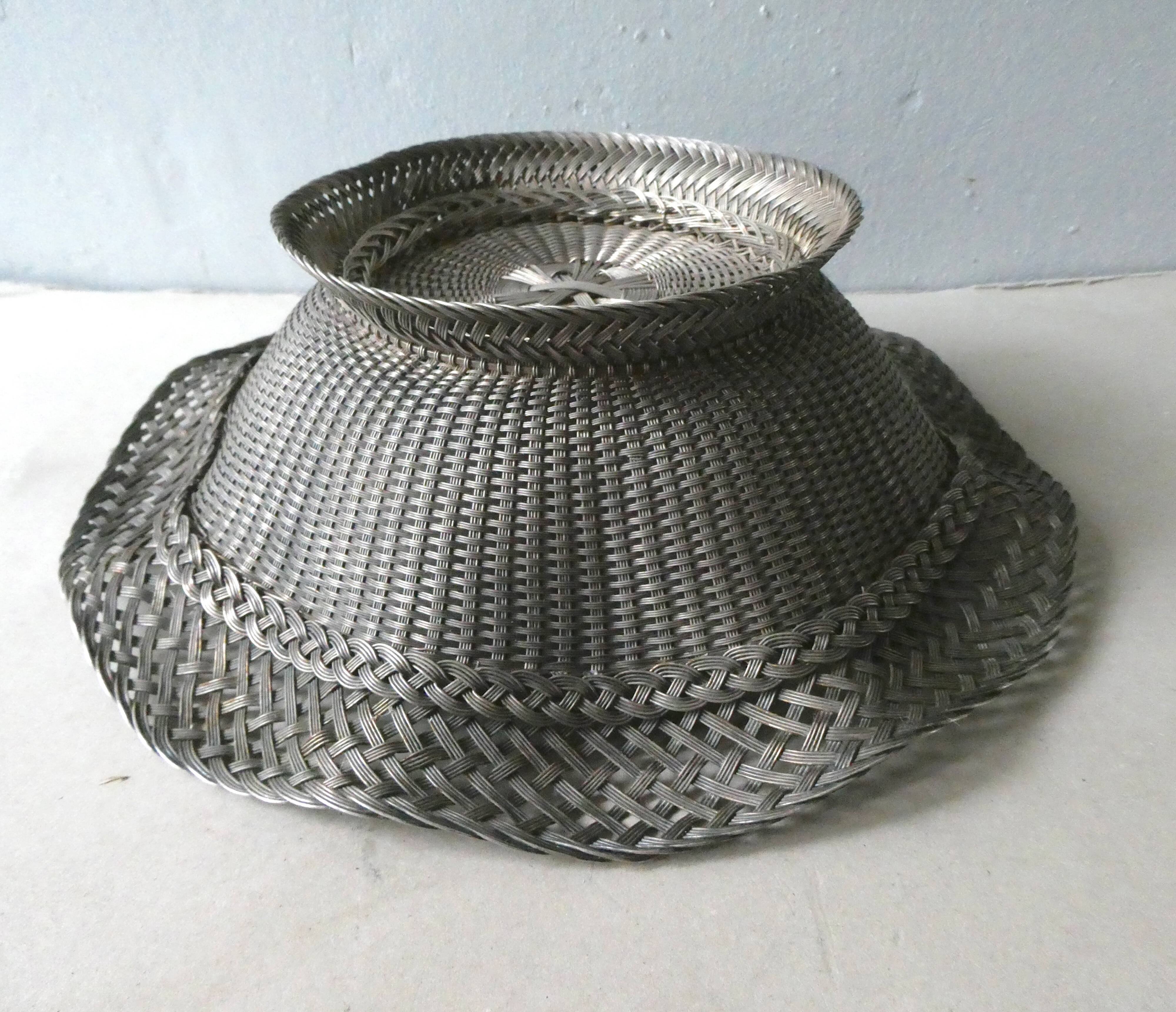 Trash braided silver metal, vintage