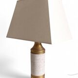 Bitossi Ceramic Table Lamp by Aldo Londi, Gold/Cream, Italy, 1970s