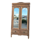 Antique Parisian wardrobe in raw solid oak