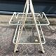 70s rolling trolley in glass and cream metal