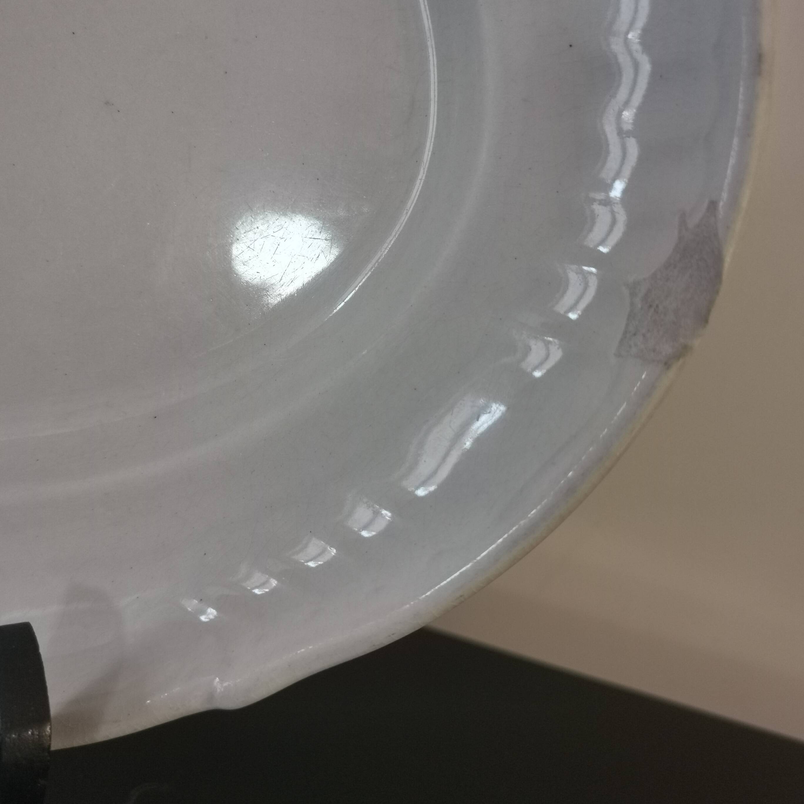 Oval white earthenware dish stamped K&G, Lunéville