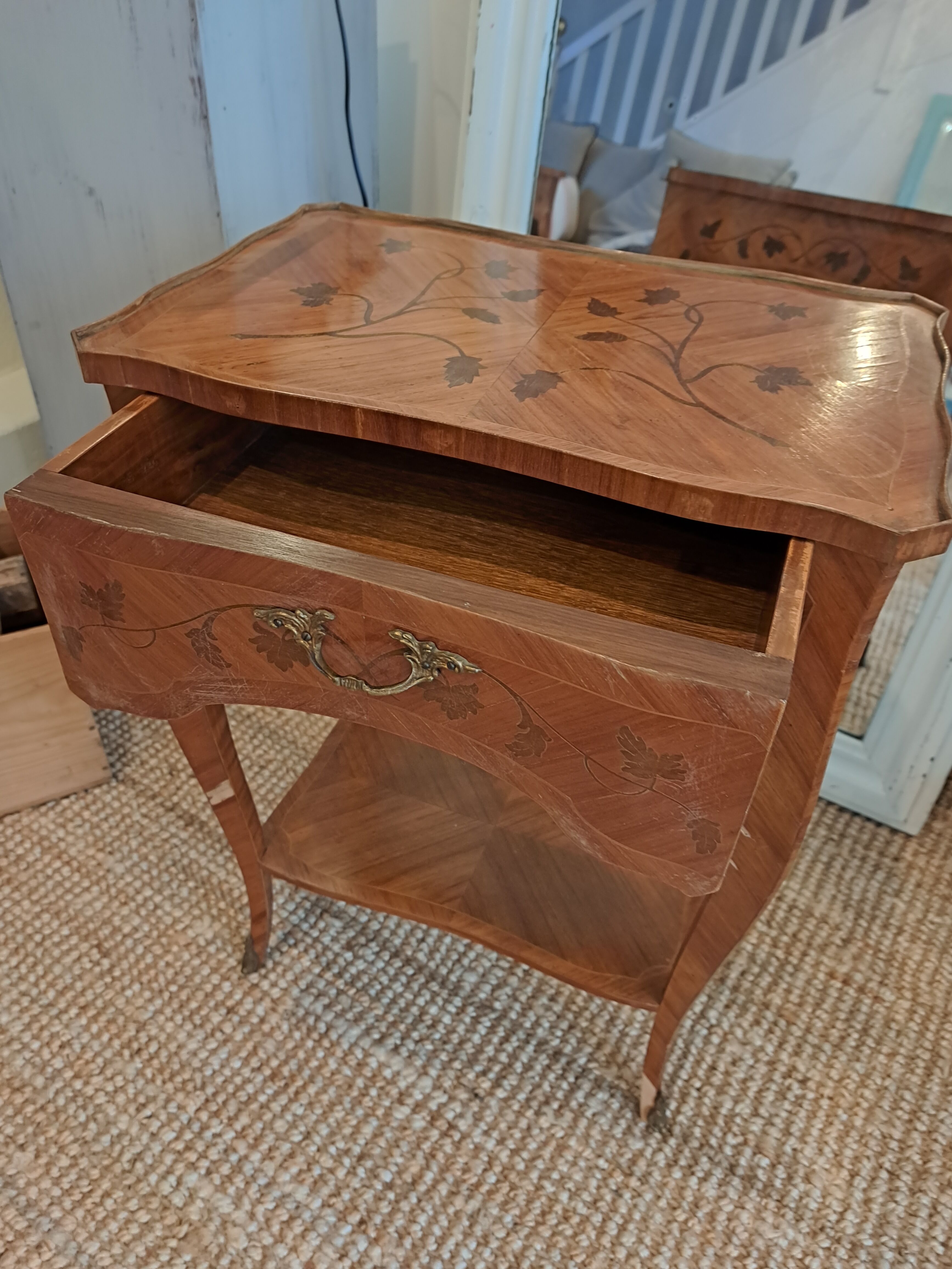 Pair of marquetry tables