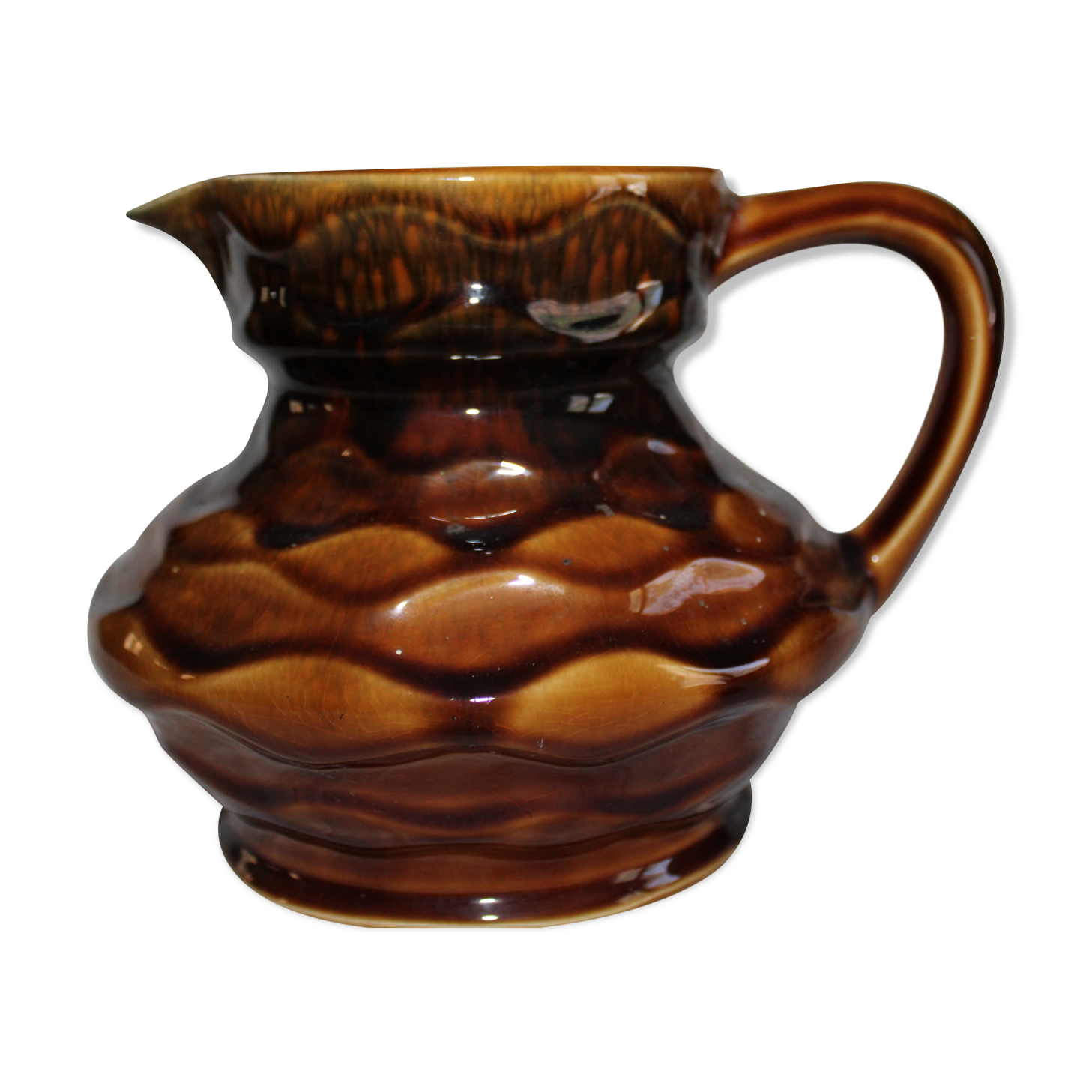 Sarreguemines pitcher in barbotine