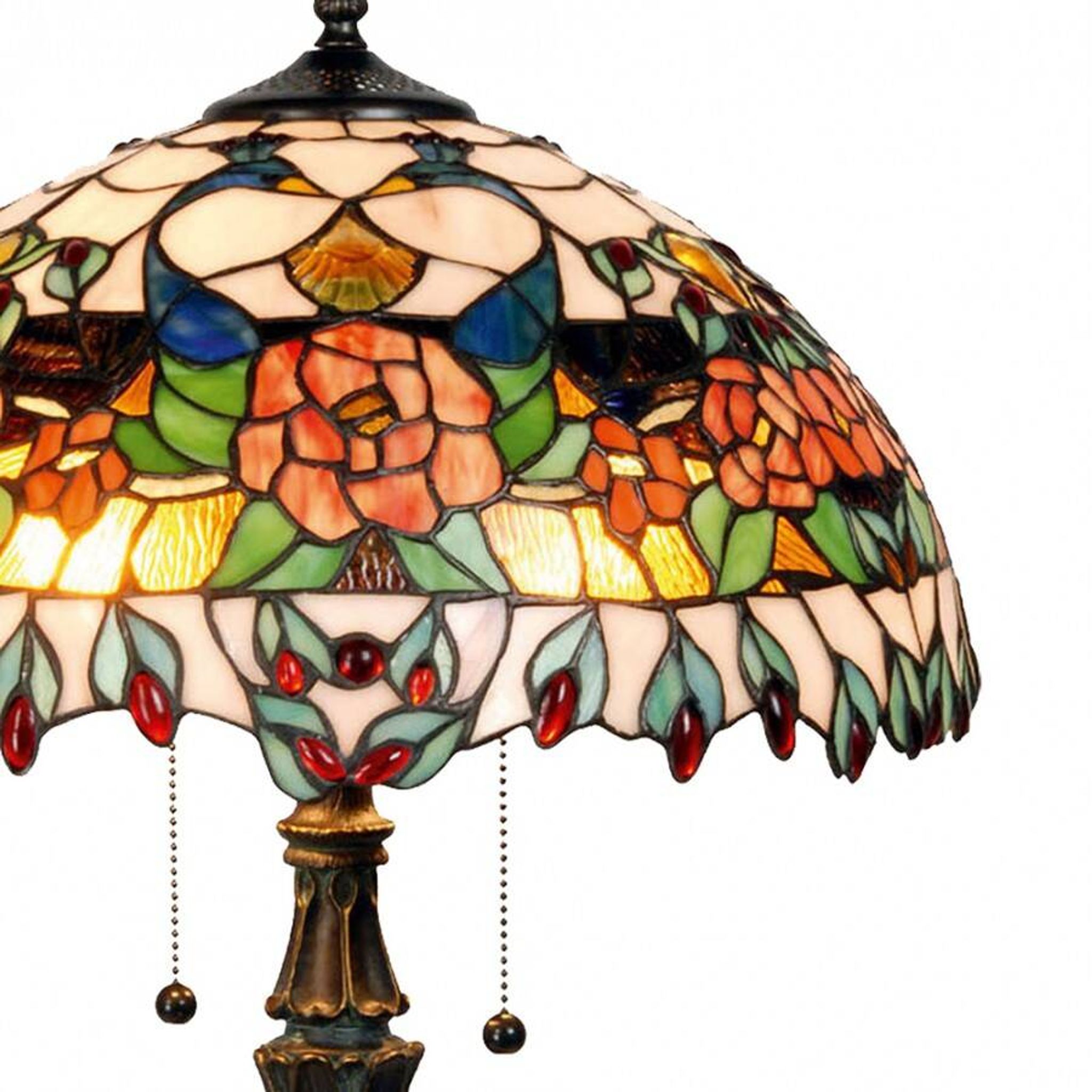 Lampe de table ronde Tiffany Roses
