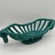Vintage fruit basket in green enamelled woven earthenware