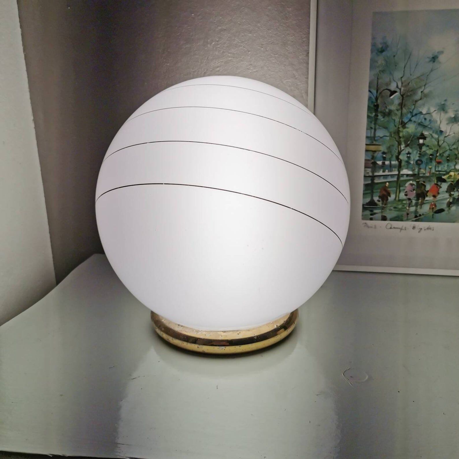 Vintage glass globe lamp 1980