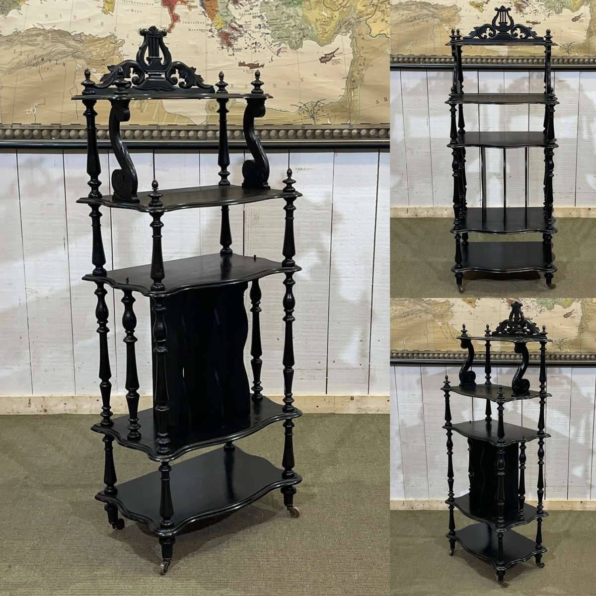 Napoleon III music cabinet, late 19th century, in blackened wood