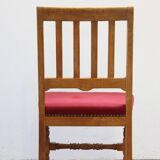 Vintage 1940s/50s solid oak Danish farmhouse chairs, Baroque style set of 4