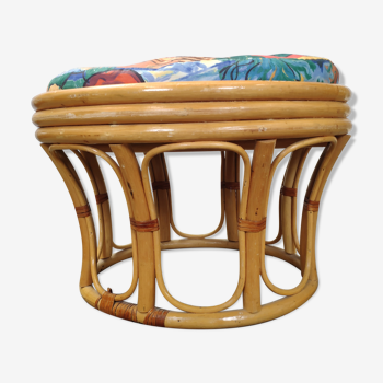 Vintage wicker ottoman stool