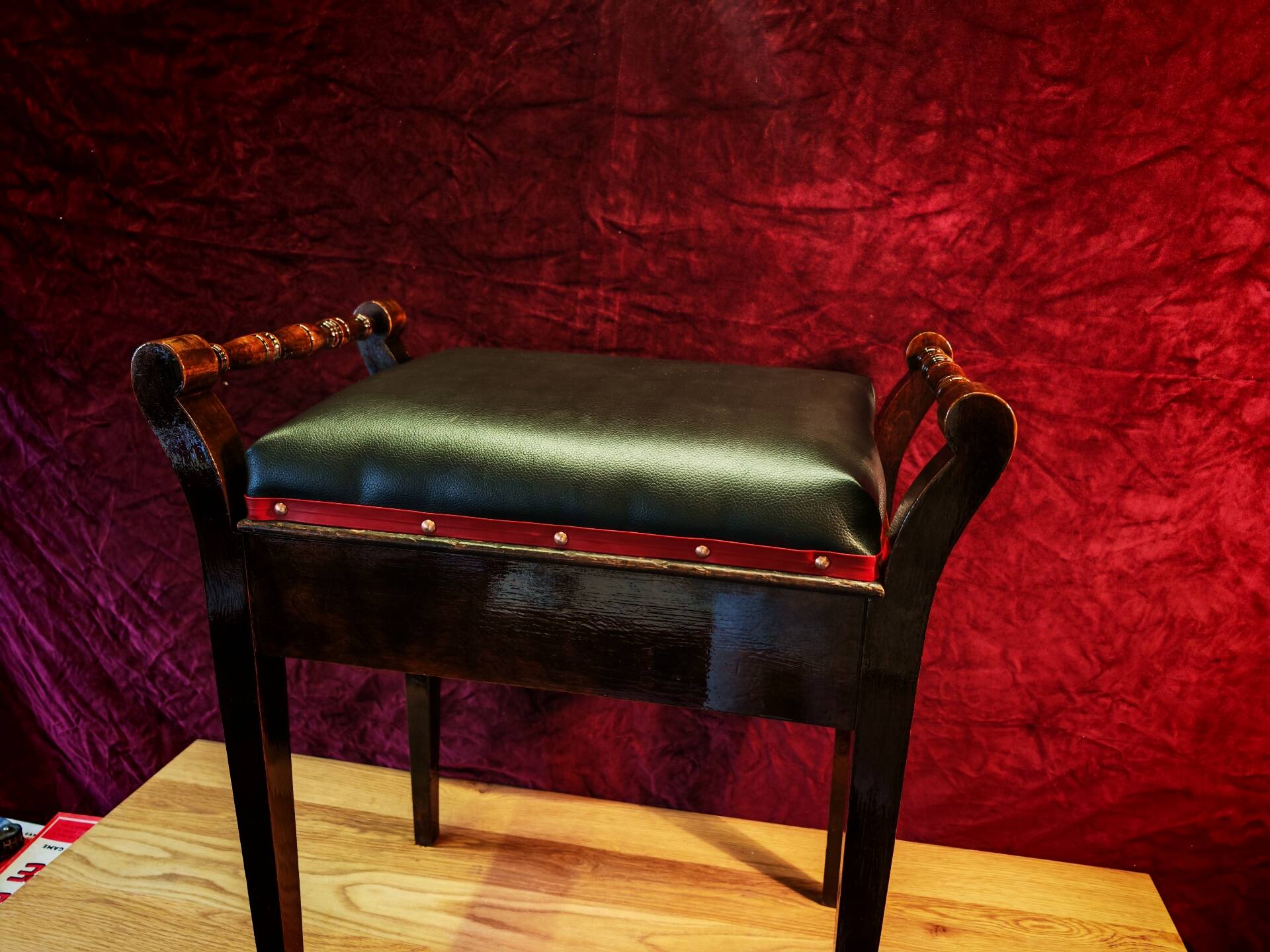 Vintage Single Seat Piano Stool - Refurbished. Soft Brown Leatherette