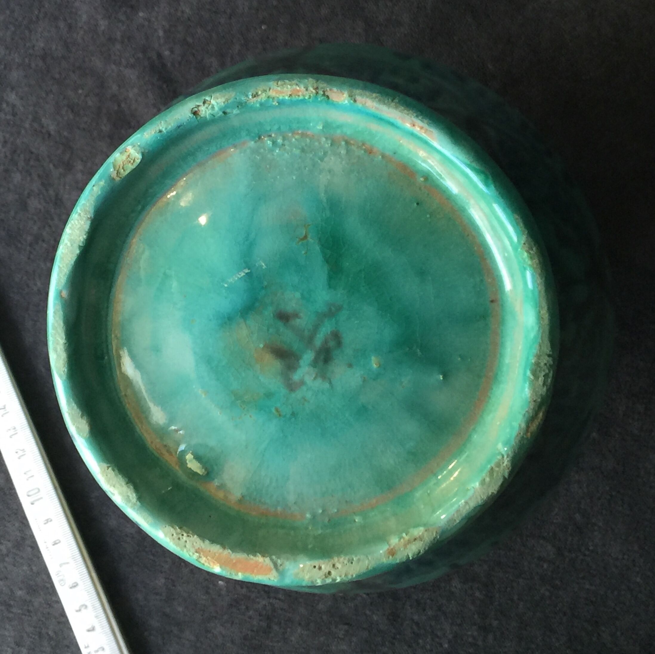 Enamelled ceramic vase, with a flaming blue-green décor