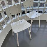 White/grey Formica chairs