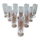 Suite of 10 vintage champagne flutes