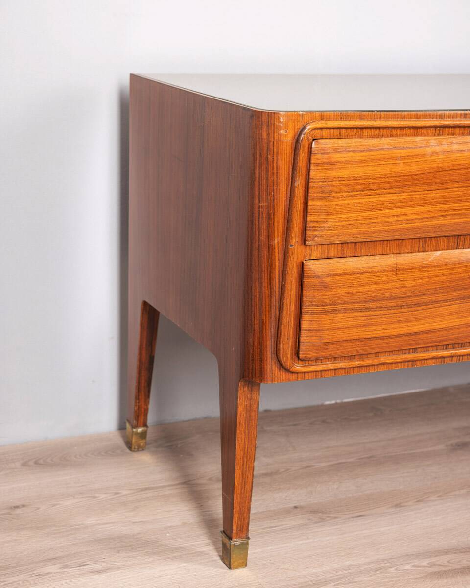 50s vintage sideboard sideboard in wood, brass and glass italian design