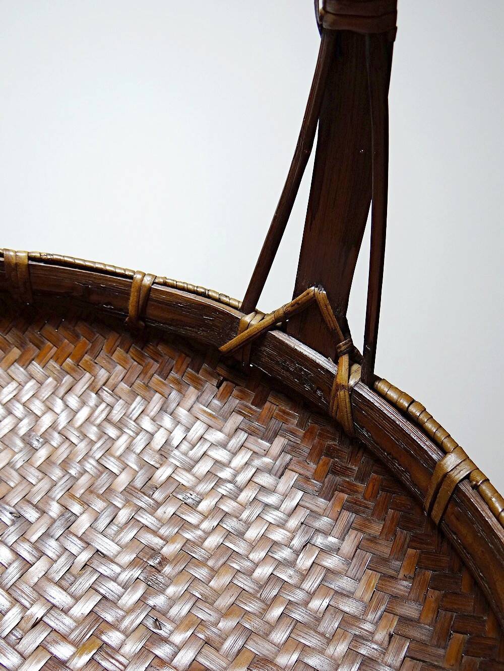 Large Vintage Asian Bamboo Offering Basket 1920–1950
