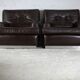 Pair of armchairs brown leather base stainless steel, France, circa 1970